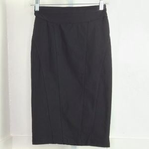 Ten Classic Black Midi Seamed Pencil Skirt | S